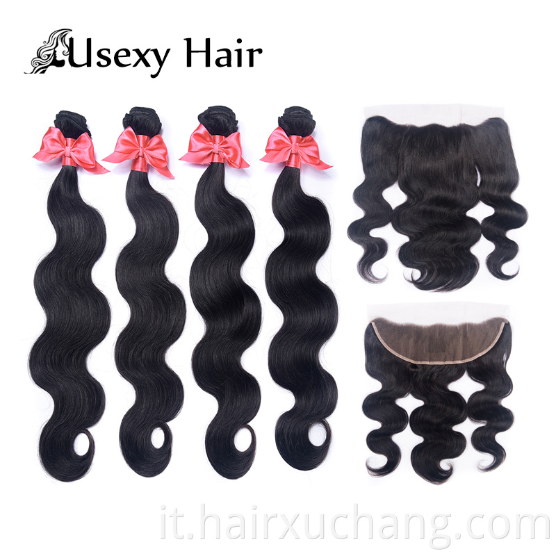 USEXY Virgin Hair venditori Prezzo di fabbrica di capelli indiani grezzi tessitura di bundle di capelli vergini con frontale